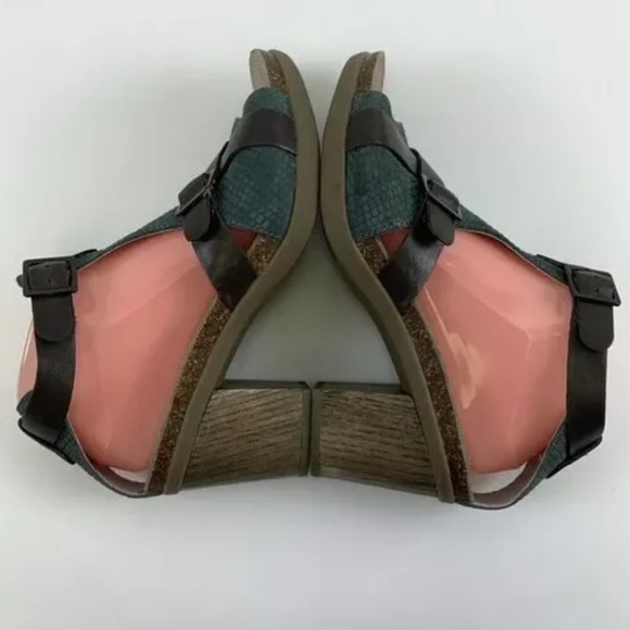 Dansko Nubuck Leather Dominique Sandal Heel Buckle Teal Brown Sz 38 (7.5) - Picture 10 of 14